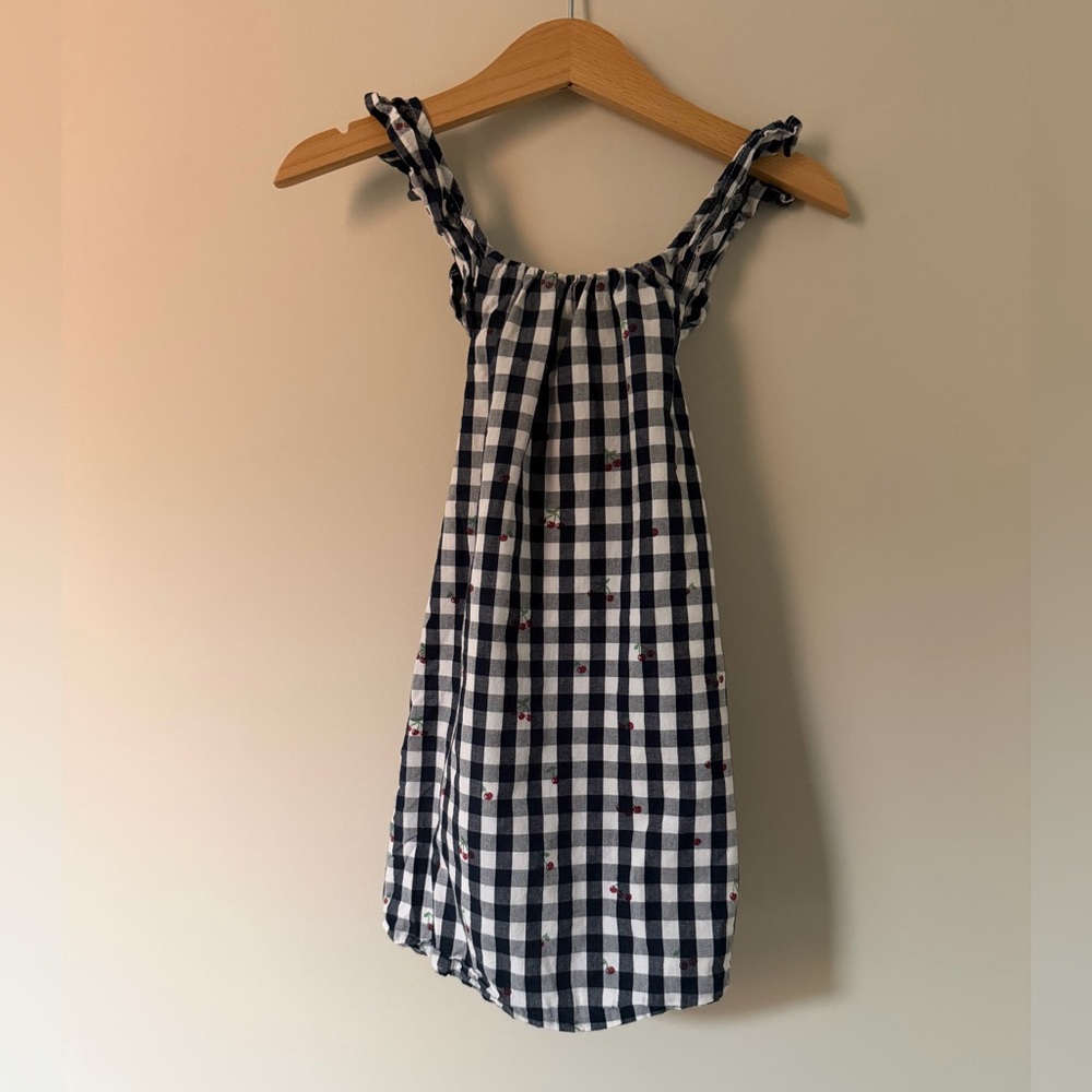 Hatley Navy and White Checkered Dress, Cherries, 2